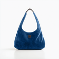 Blue Suede Shoulder Bag
